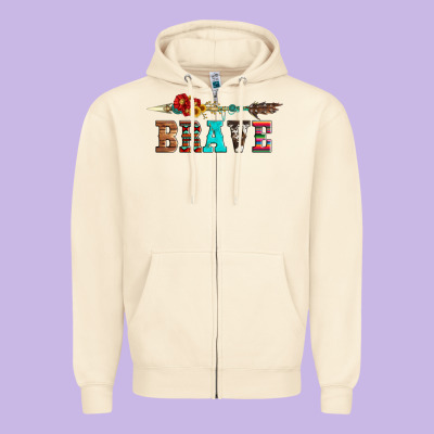 Brave And Aztec Wood Sunflower With Arrow Zipper Hoodie Designed By Artiststas