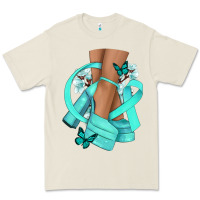 Bone Ovarian Cancer diva teal ribbon Premium Tee - NancyCooperArtShop