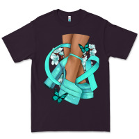 Plum Ovarian Cancer diva teal ribbon Premium Tee - NancyCooperArtShop
