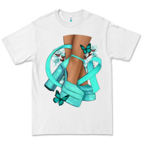 White Ovarian Cancer diva teal ribbon Premium Tee - NancyCooperArtShop