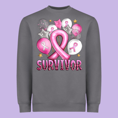 Balloons Cancer Ribbon Survivor Heavyweight Sweatshirt Designed By Artiststas