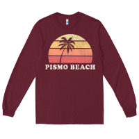 Burgundy Pismo Beach CA Vintage 70s Retro Throwback Design Long Sleeve Tee - longCreatives