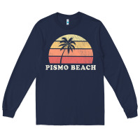 Navy Pismo Beach CA Vintage 70s Retro Throwback Design Long Sleeve Tee - longCreatives