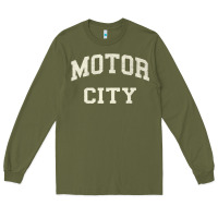 Army Green Classic Motor City Detroit Varsity Long Sleeve Tee - longCreatives