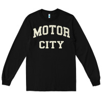Black Classic Motor City Detroit Varsity Long Sleeve Tee - longCreatives
