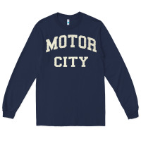 Navy Classic Motor City Detroit Varsity Long Sleeve Tee - longCreatives
