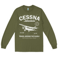 Army Green cessna distressed Long Sleeve Tee - longCreatives