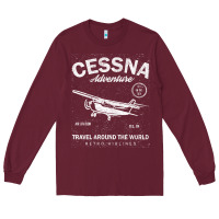 Burgundy cessna distressed Long Sleeve Tee - longCreatives