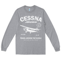 Heather Grey cessna distressed Long Sleeve Tee - longCreatives