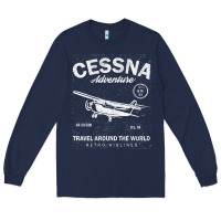 Navy cessna distressed Long Sleeve Tee - longCreatives