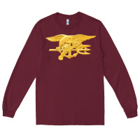 Burgundy Navy Seals badge Long Sleeve Tee - longCreatives