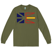 Army Green Newfoundland and Labrador Flag - 3 Color Long Sleeve Tee - longCreatives