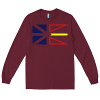 Burgundy Newfoundland and Labrador Flag - 3 Color Long Sleeve Tee - longCreatives