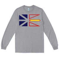 Heather Grey Newfoundland and Labrador Flag - 3 Color Long Sleeve Tee - longCreatives