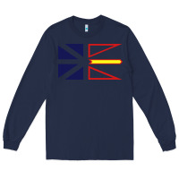 Navy Newfoundland and Labrador Flag - 3 Color Long Sleeve Tee - longCreatives