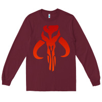 Burgundy Mando Mythosaur Skull Sticker Long Sleeve Tee - longCreatives