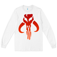 White Mando Mythosaur Skull Sticker Long Sleeve Tee - longCreatives