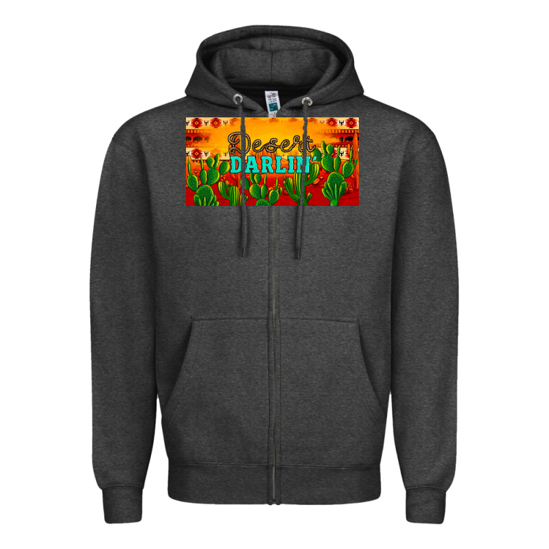 Desert Darlin' Aztec Desert Sunset License Plate Zipper Hoodie by Artiststas | Teevron