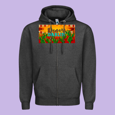 Desert Darlin' Aztec Desert Sunset License Plate Zipper Hoodie Designed By Artiststas