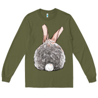 Army Green Easter bunny back view Long Sleeve Tee - OliviaCreatesArt
