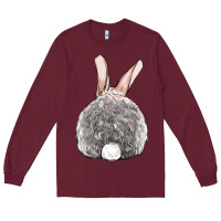 Burgundy Easter bunny back view Long Sleeve Tee - OliviaCreatesArt