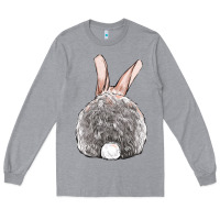 Heather Grey Easter bunny back view Long Sleeve Tee - OliviaCreatesArt