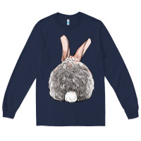 Navy Easter bunny back view Long Sleeve Tee - OliviaCreatesArt