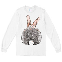 White Easter bunny back view Long Sleeve Tee - OliviaCreatesArt