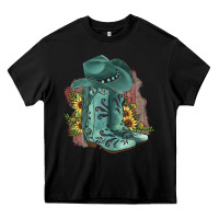 Black Turquoise Cowboy Boots Heavy Core Tee - JahusDesignShop