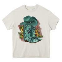 Cream Turquoise Cowboy Boots Heavy Core Tee - JahusDesignShop