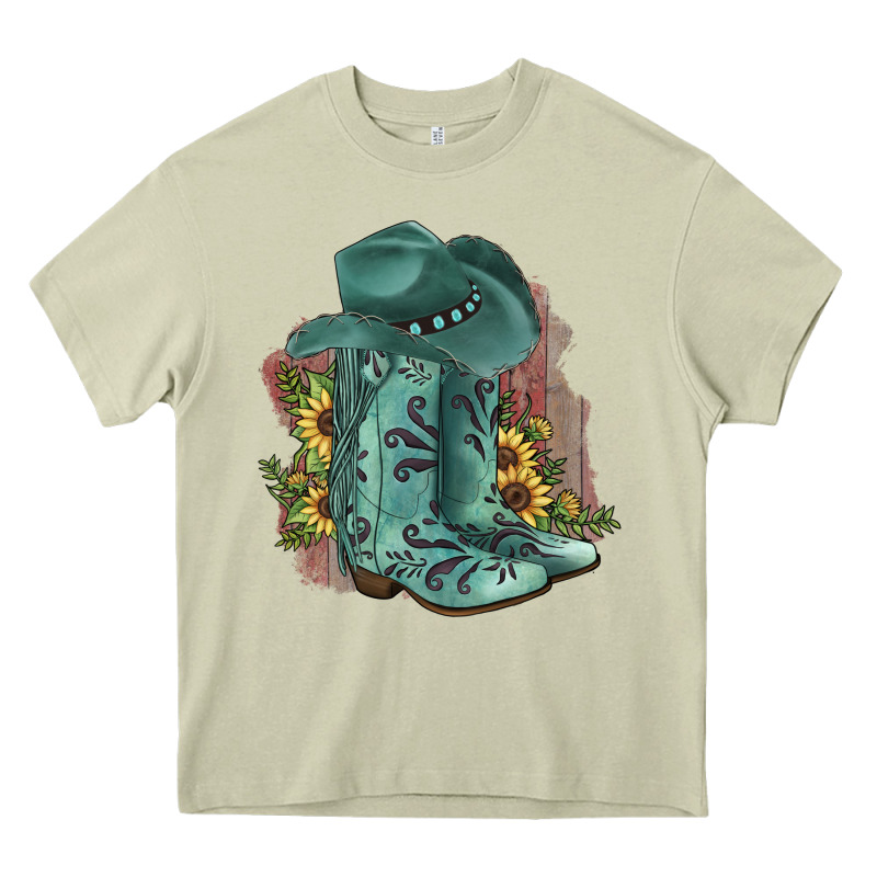 Turquoise Cowboy Boots Heavy Core Tee by JahusDesignShop | Teevron