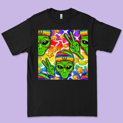 Pride Lgbtq+ Aliens And Stars With Rainbow Premium Tee Designed By Nancycooperartshop