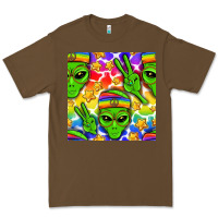 Cacao Pride LGBTQ+ aliens and stars with rainbow Premium Tee - NancyCooperArtShop