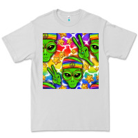 Dove Grey Pride LGBTQ+ aliens and stars with rainbow Premium Tee - NancyCooperArtShop