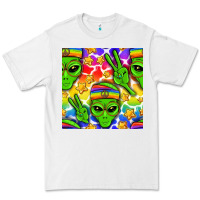 White Pride LGBTQ+ aliens and stars with rainbow Premium Tee - NancyCooperArtShop