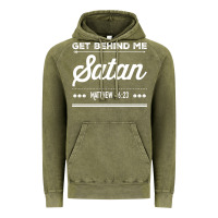 Vintage Olive Get behind me Satan Matthew 1623 Quote Vintage Hoodie - longCreatives