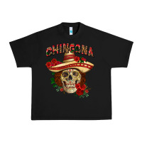 Black Chingona with roses Mexico Urban Heavy Tee - HowdyJamesFarm
