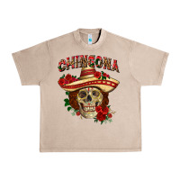 French Oak Chingona with roses Mexico Urban Heavy Tee - HowdyJamesFarm