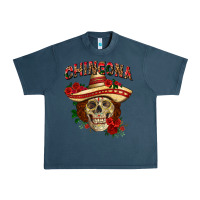 Midnight Navy Chingona with roses Mexico Urban Heavy Tee - HowdyJamesFarm