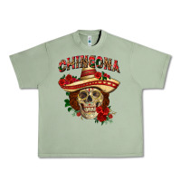 Oil Green Chingona with roses Mexico Urban Heavy Tee - HowdyJamesFarm