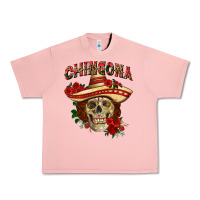 Salmon Chingona with roses Mexico Urban Heavy Tee - HowdyJamesFarm
