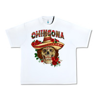 White Chingona with roses Mexico Urban Heavy Tee - HowdyJamesFarm
