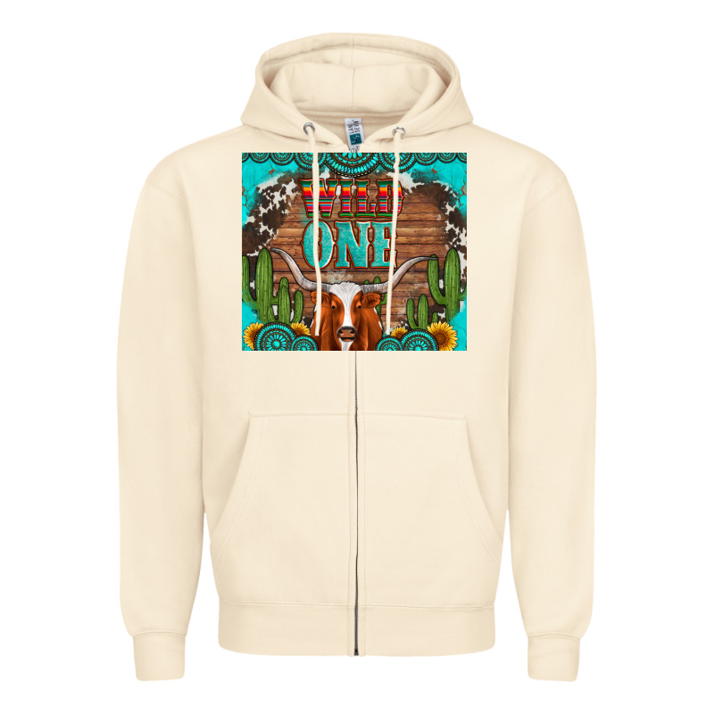 Wild One Longhorn Gemstones Cactus And Sunflowers Zipper Hoodie by Artiststas | Teevron