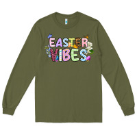 Army Green Easter vibes Long Sleeve Tee - OliviaCreatesArt