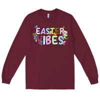 Burgundy Easter vibes Long Sleeve Tee - OliviaCreatesArt