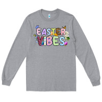 Heather Grey Easter vibes Long Sleeve Tee - OliviaCreatesArt