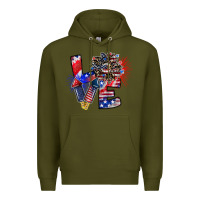 Army Green patriotic Love Premium Hoodie - CowhideDigitalArt