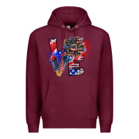 Burgundy patriotic Love Premium Hoodie - CowhideDigitalArt