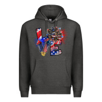 Charcoal Heather patriotic Love Premium Hoodie - CowhideDigitalArt