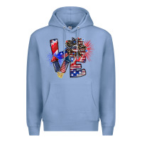 Colony Blue patriotic Love Premium Hoodie - CowhideDigitalArt